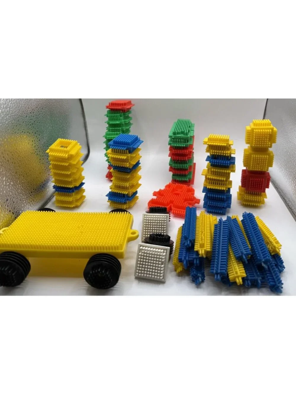 70 Vintage Bristle Blocks Lot Car Teddy Bear Wheels